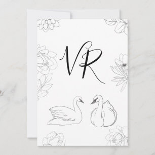 Sketched Swan en Floral Save the Date