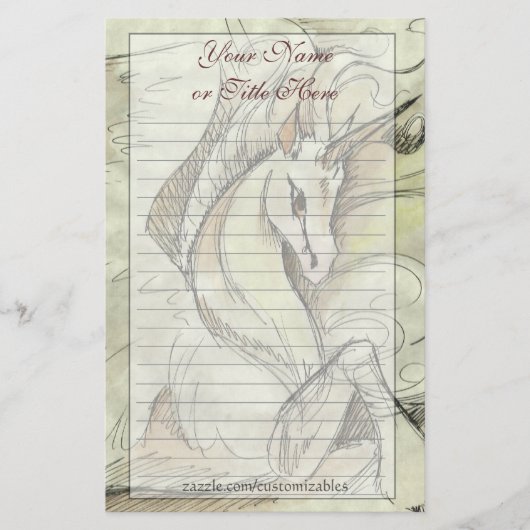 Sketched Unicorn Briefpapier (Voorkant)