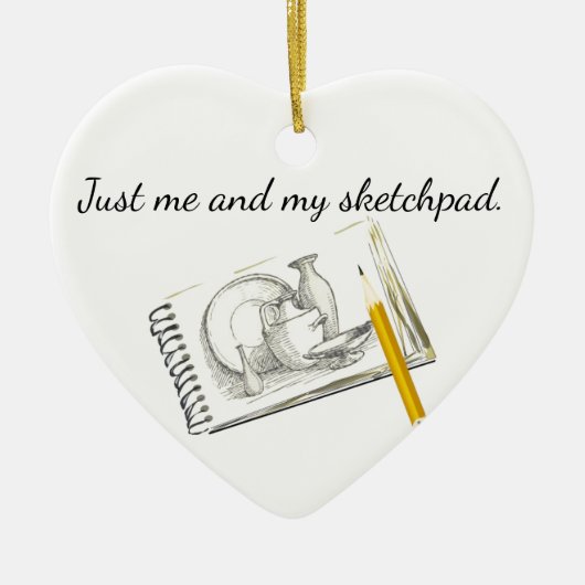 Sketching is Mijn Hobby Heart Shaped Keramisch Ornament (Voorkant)