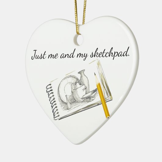 Sketching is Mijn Hobby Heart Shaped Keramisch Ornament (Links)