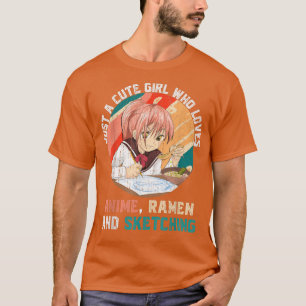 Sketching Ramen Lover Kawaii Girls Vrouwen Japans T-shirt
