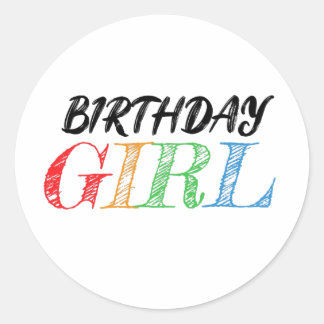 sketchy and colorful birthday girl ronde sticker