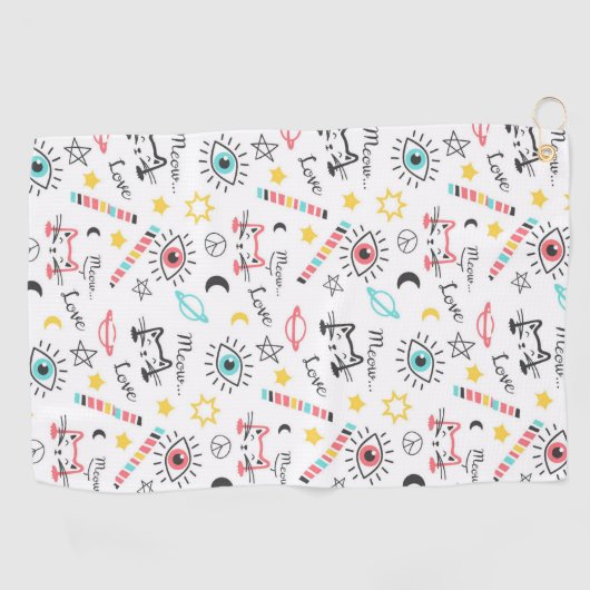Sketchy Cats Golfhanddoek (Horizontaal)