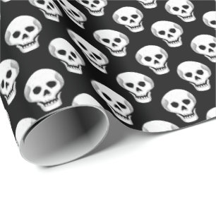 Sketchy Halloween Skull Pattern Cadeaupapier
