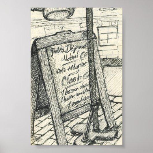 Sketchy in Parijs: Cafe Poster (Voorkant)