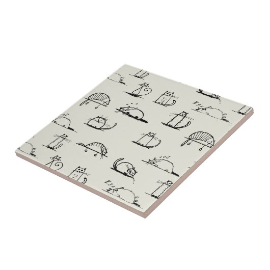 Sketchy-katten Tegeltje (Zijkant)