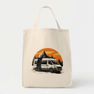 sketchy minimalist camper travel tote bag