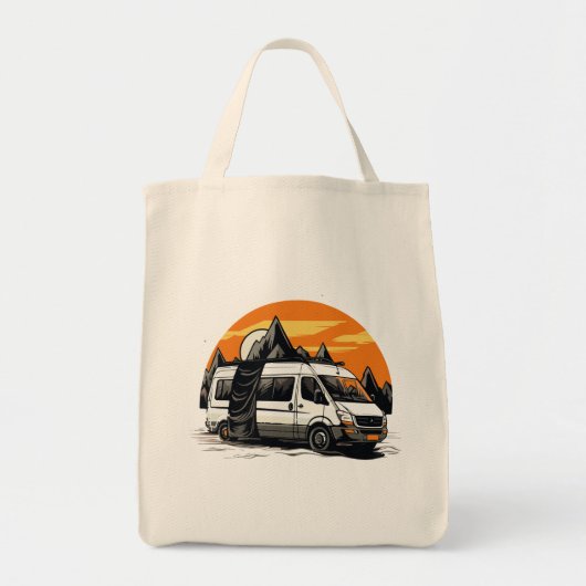 sketchy minimalist camper travel tote bag (Voorkant)