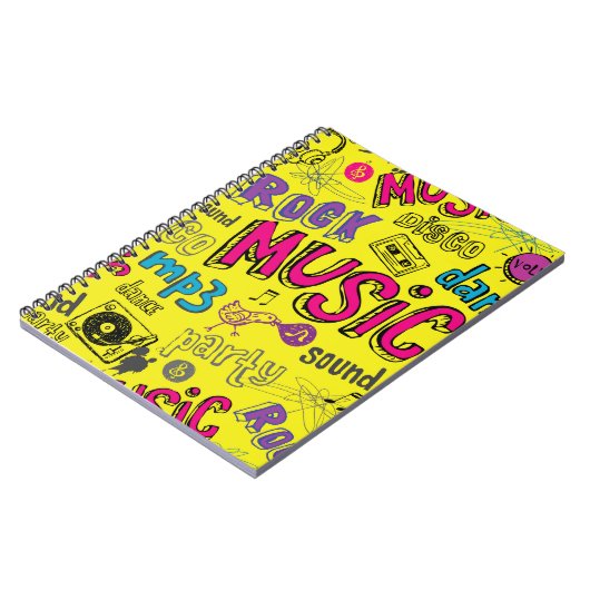 Sketchy Music Doodles Naadloze Achtergrond Notitieboek (Linkerzijde)