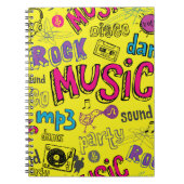 Sketchy Music Doodles Naadloze Achtergrond Notitieboek (Voorkant)
