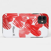 Sketchy Red hearts met naam iPhone 5 Hoesje (Achterkant (horizontaal))