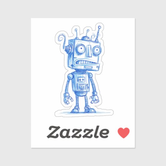Sketchy Robot Sticker — Eigenzinnig handgetekend o (Vel)