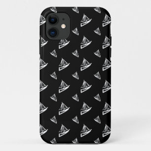 Sketchy Sailboat Pattern iPhone 11 Hoesje