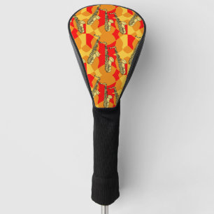 Sketchy saxofoon grijs patroon golfheadcover