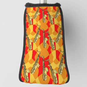 Sketchy saxofoon grijs patroon golfheadcover
