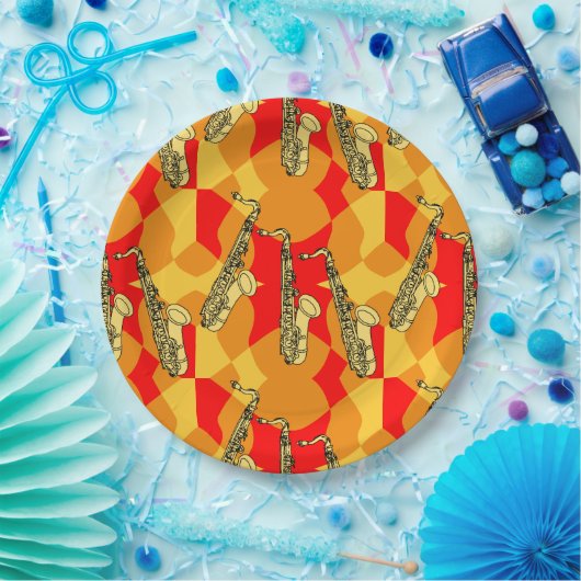 Sketchy Saxophone Grays Papieren Bordje (Feest)