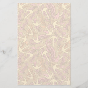 Sketchy Seahorse and Anchor Pattern Briefpapier