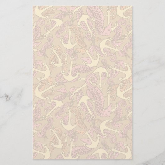 Sketchy Seahorse and Anchor Pattern Briefpapier (Voorkant)