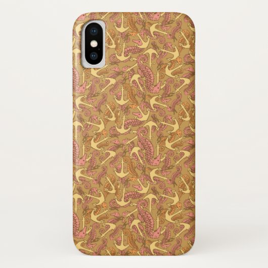 Sketchy Seahorse and Anchor Pattern Case-Mate iPhone Case (Achterkant)