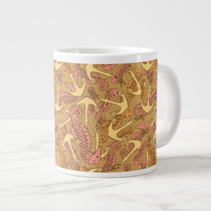 Sketchy Seahorse and Anchor Pattern Extra Grote Beker