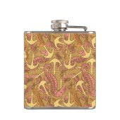 Sketchy Seahorse and Anchor Pattern Heupfles (Achterkant)