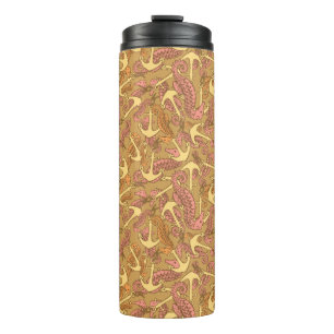 Sketchy Seahorse and Anchor Pattern Thermosbeker