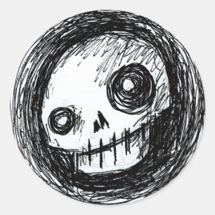 Sketchy Skull Ronde Sticker