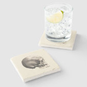 Sketchy Skull Stenen Onderzetter (Zijkant)