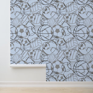 Sketchy sporten ballen abstract ontwerp behang