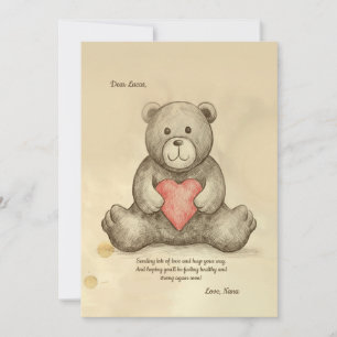 Sketchy Teddy Bear Get Well Bientôt Carte