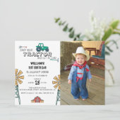 Sketchy Tractor Boerderij Windmill Foto 1e Verjaar Kaart (Staand voorkant)