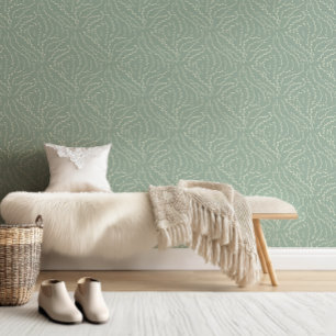 Sketchy Wavy Vines / rustig groen Behang