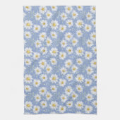 Sketchy White Daisies op Blauw Theedoek (Verticaal)