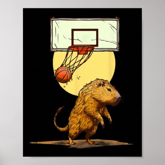 Sketll Capyra Slam Dunk Bll Speler Sketll Liefhebb Poster (Voorkant)