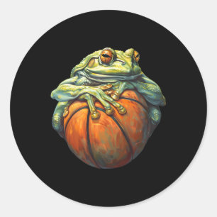 Sketll Kikker Bll Speler Kunstwerk Tekening Sketll Ronde Sticker