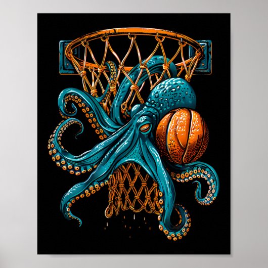 Sketll Octopus Drawing Sketll Player Slam Dunk  Poster (Voorkant)