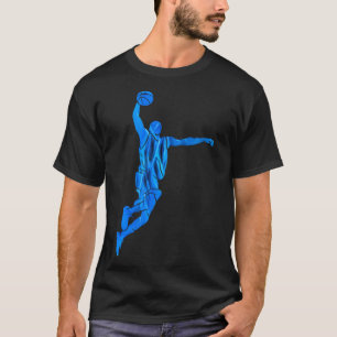 Sketll Speler Slam Dunk Blauwe Vlammen Abstracte K T-shirt