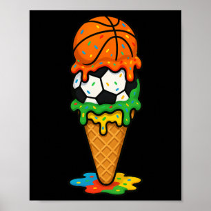 Sketll Voetbal Ijs Drip Kleurrijke Zomer Game Poster