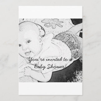 Sketting Baby shower Uitnodiging zwart afdrukken