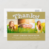 Sketting Bedankt Multi 3 Foto Afstuderen Hartelijk Briefkaart (Voorkant / Achterkant)