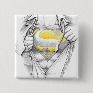 Sketting Chest Superman Logo Vierkante Button 5,1 Cm
