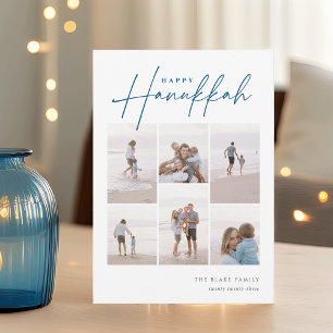 Sketting Cursive 6 Foto Collage Hanukkah Feestdagenkaart