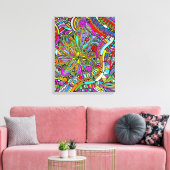 Sketting Fantasy Art - Abstracte bloemen 1 Canvas Afdruk (Insitu (Woonkamer))