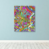 Sketting Fantasy Art - Abstracte bloemen 1 Canvas Afdruk (Insitu (Houten vloer))