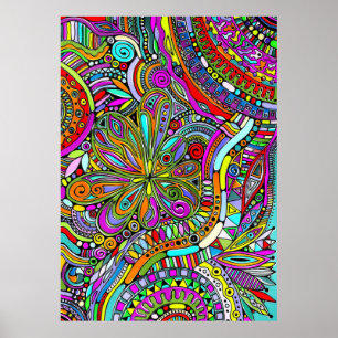 Sketting Fantasy Art - Abstracte bloemen 1 Poster