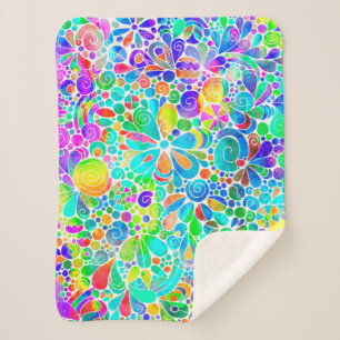 Sketting Fantasy Art - Abstracte bloemen 2 Sherpa Deken