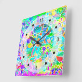 Sketting Fantasy Art - Abstracte bloemen 2 Vierkante Klok (Hoek)