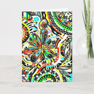Sketting Fantasy Art - Abstracte bloemen 3 Kaart