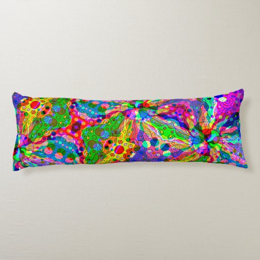 Sketting Fantasy Art - Abstracte Neon Shift 1 Lichaamskussen (Achterkant)