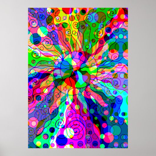 Sketting Fantasy Art - Abstracte Neon Shift 1 Poster (Voorkant)